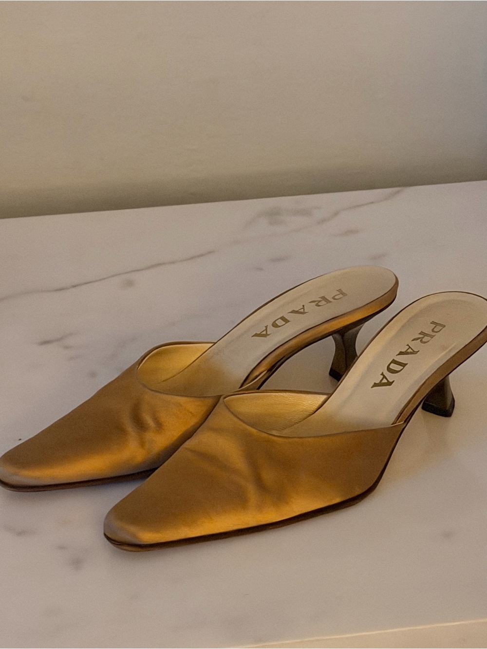 Prada Satin Brown Slip-On Kitten Heel Mules - Picture 9 of 10